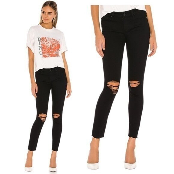 Paige - Verdugo Crop Vader Destructed Skinny Jeans | Black Domino | 27 - Picture 1 of 10